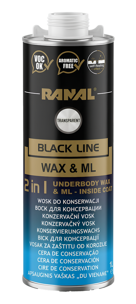 Wosk do konserwacji podwozia 2w1 Ranal Black Line Transparent 1l